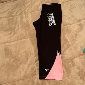 Pink Victoria’s Secret black/pink leggings crop size medium